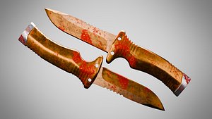3D Knife 7 Clay Brown FT With Blood