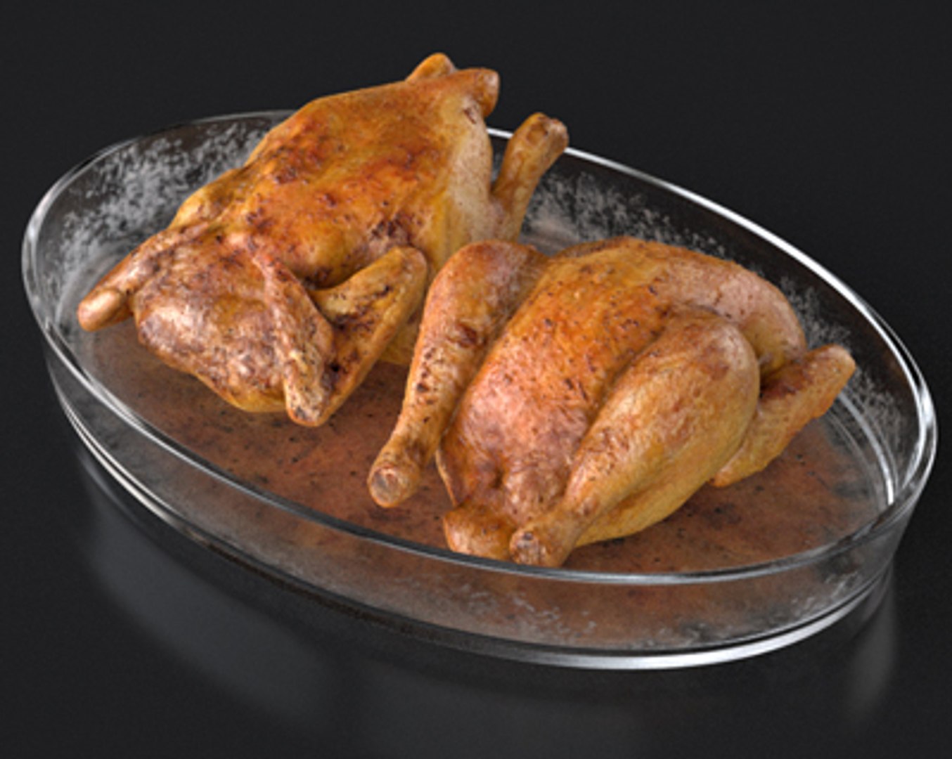 Roasted Chicken Pyrex Dish 3ds
