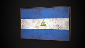 Old Picture Frame With Nicaragua Flag - Game Ready PBR Low-poly 3D Model model