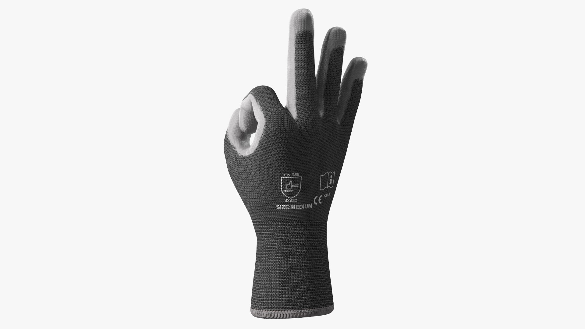 Safety Work Gloves OK Hand Gesture Gray 3D model preview