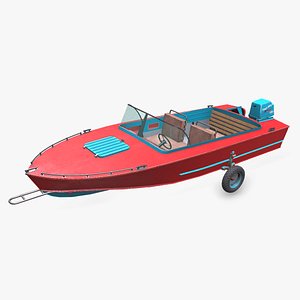 Old Speedboat Low-poly PBR model
