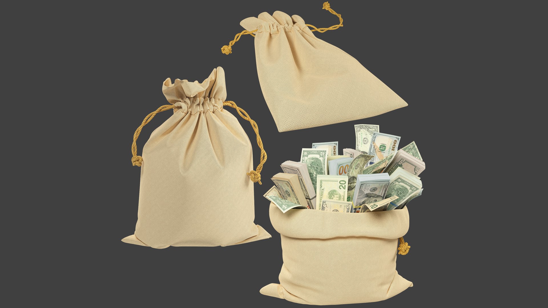 3D Money Bags Collection V10 model https://p.turbosquid.com/ts-thumb/BA/eRxD0g/Ia/mbc10_003/png/1660132373/1920x1080/fit_q87/a5ba718074633163d44c68cf27c57c1d6d664981/mbc10_003.jpg
