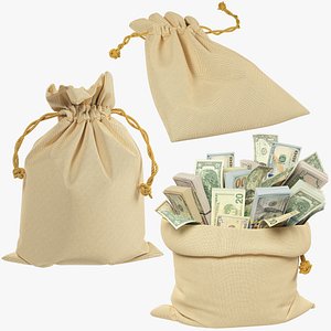 3D Money Bags Collection V10 model