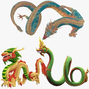 Mythical Dragons Rigged for Cinema 4D Collection 3D