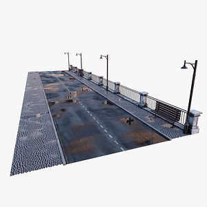 realistic city street wet 3D model