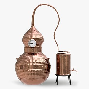 Distillation Cube. Copper Alambik with manometer