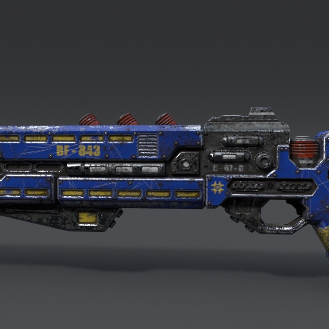 3d rifle pbr details model