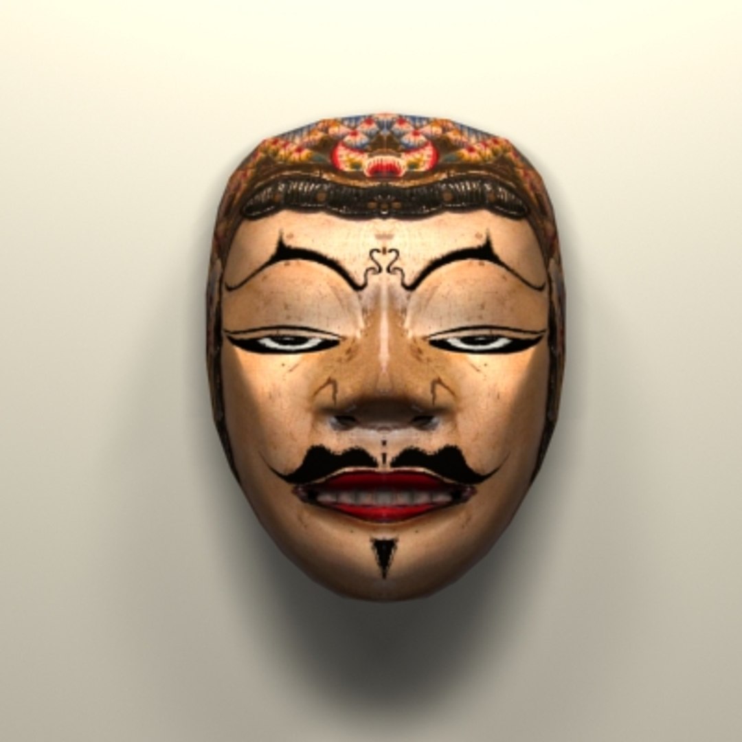 3d javanese mask wall model