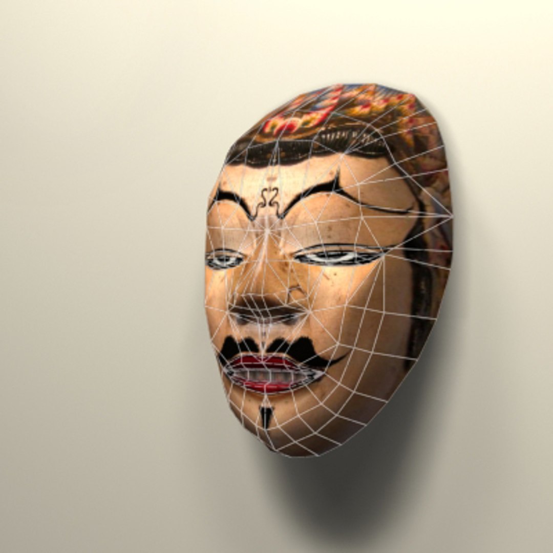 3d javanese mask wall model