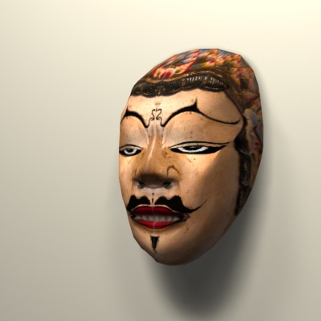 3d javanese mask wall model