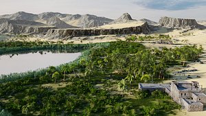 3D oasis desert sand model