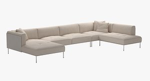 living divani rod sectional sofa 3D model