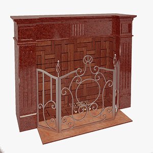 fireplace metal stone 3d 3ds