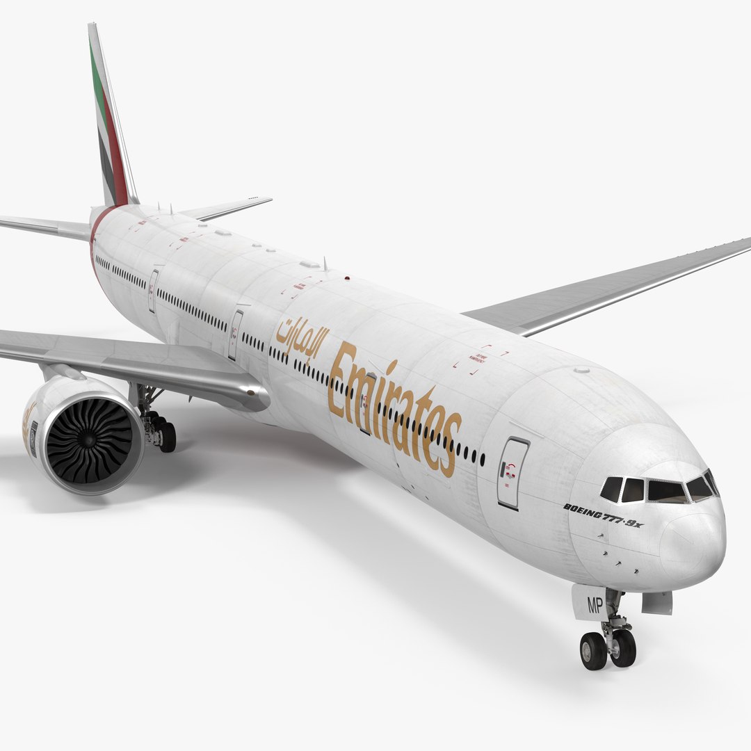 Boeing 777-9x Emirates Airlines 3D model preview