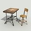 Ensemble de table ancien vintage - Low Poly