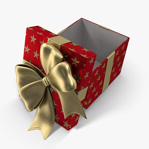 Gift Box Cube Red open 3D model