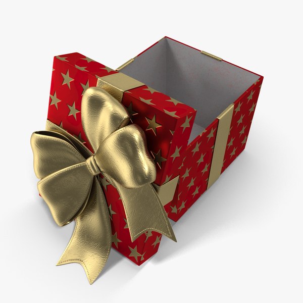 gift box cube red open 3d model