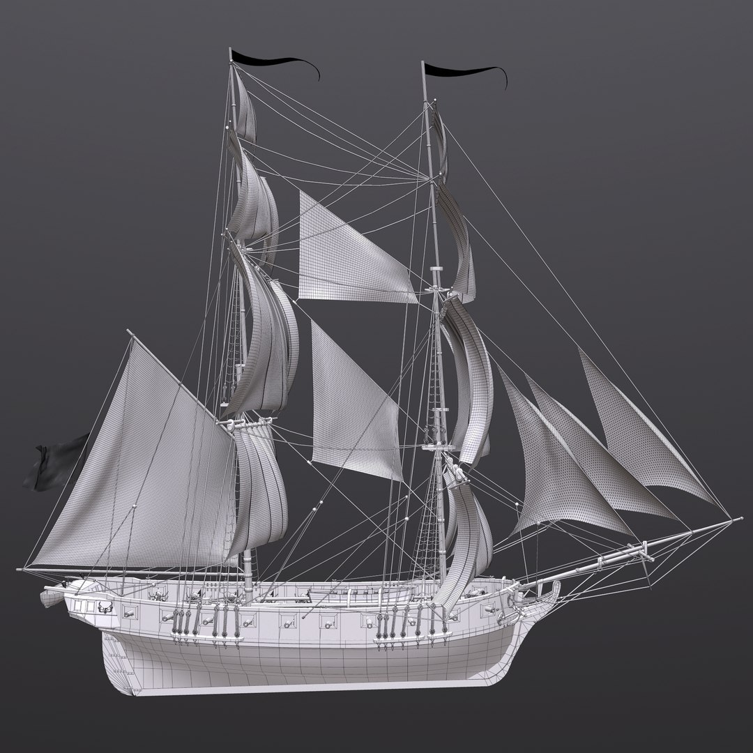 3D Ship Boat Brig Model - TurboSquid 1311117