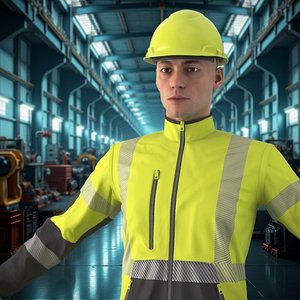 3D Protective Summer Workwear Clothing on Man Yellow