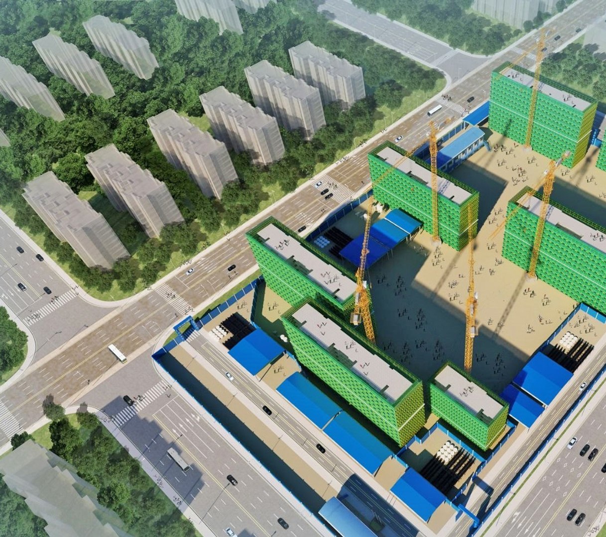 Contemporary Housing Project Under Construction Model - TurboSquid 2484029