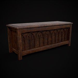 3D Rustic Wooden Bed End Storage Chest