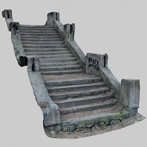 old ruined concrete staircase 3D model