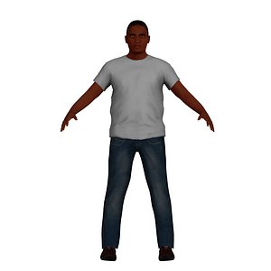 3D black male jeans sneakers model