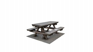 3D Wooden Picnic Table and Chair model
