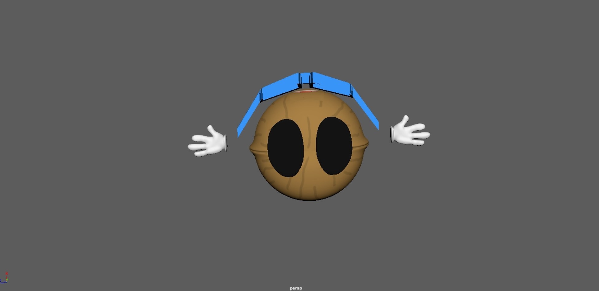 3d walnut cartoon character rigged