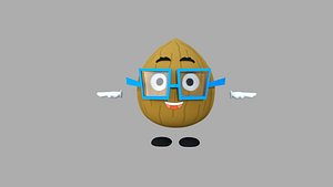 3d walnut cartoon character rigged