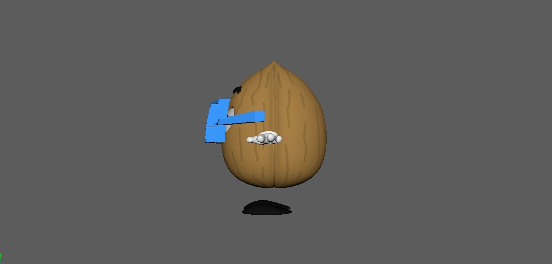 3d walnut cartoon character rigged