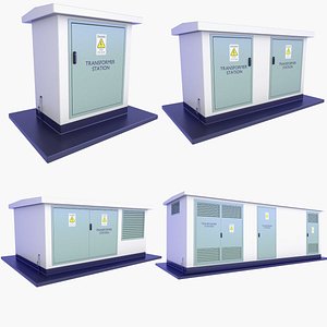 3D 4 Power Transformer Substation Buildings SET v13 model