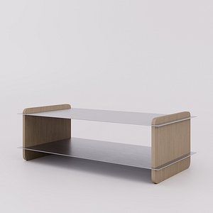 Modern Wooden Coffee Table 3D Model Minimal Low Table Living Room