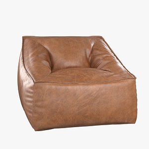 3D Pbteen Vegan Leather Caramel Modern Lounger model