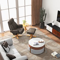 Eclectic Style Casual Living Room 3D Interior Scene