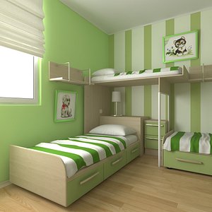3d childrens bedroom design model