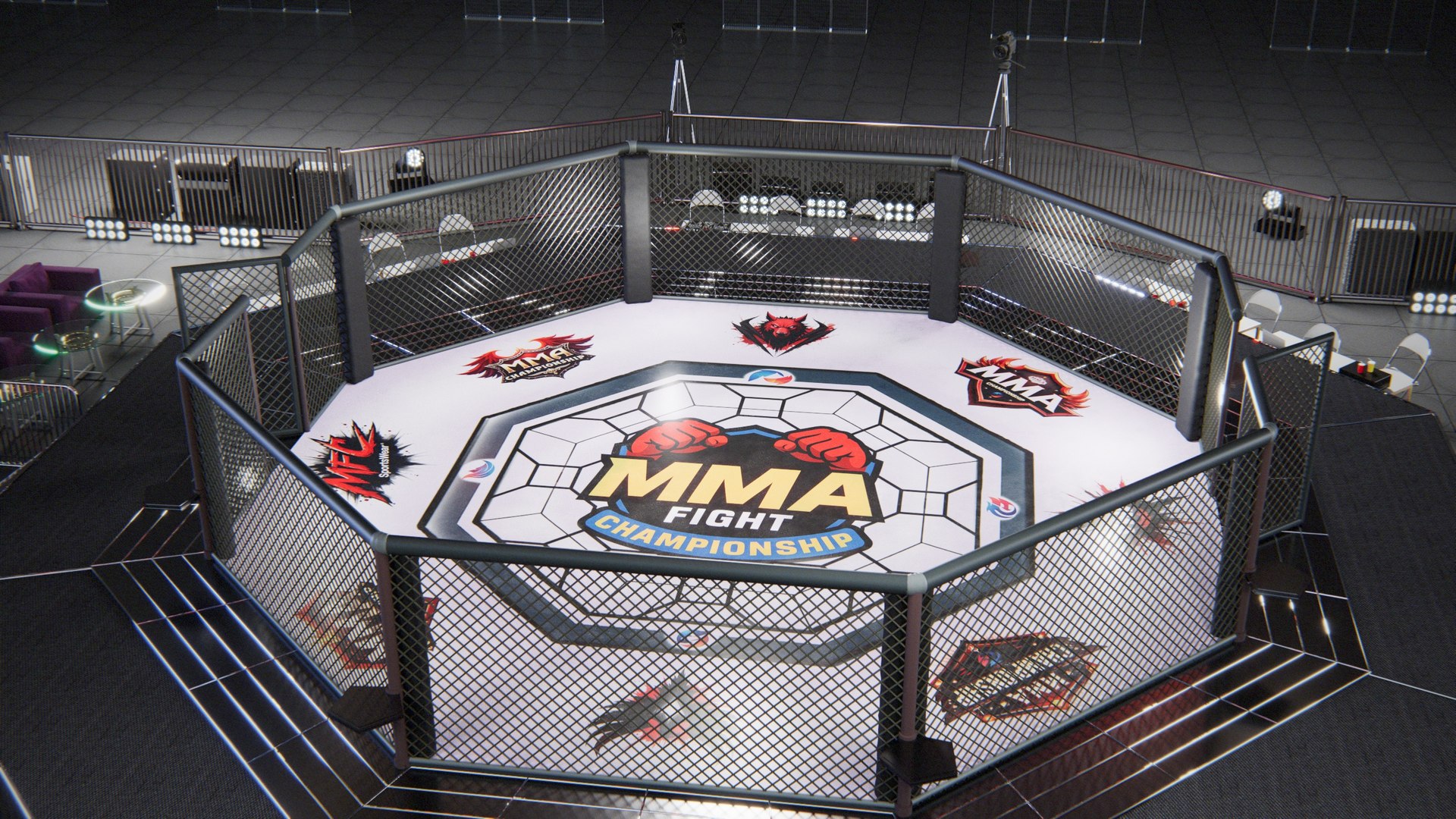 3D model MMA Arena Stage Venue - Modular 3D Environment Octagon Cage Fight Game Kit https://p.turbosquid.com/ts-thumb/BD/0R9aYV/xh/04/jpg/1788596783/1920x1080/fit_q87/8f3851d1b2d8880b7db1f5dc487e54c2e6c363a8/04.jpg