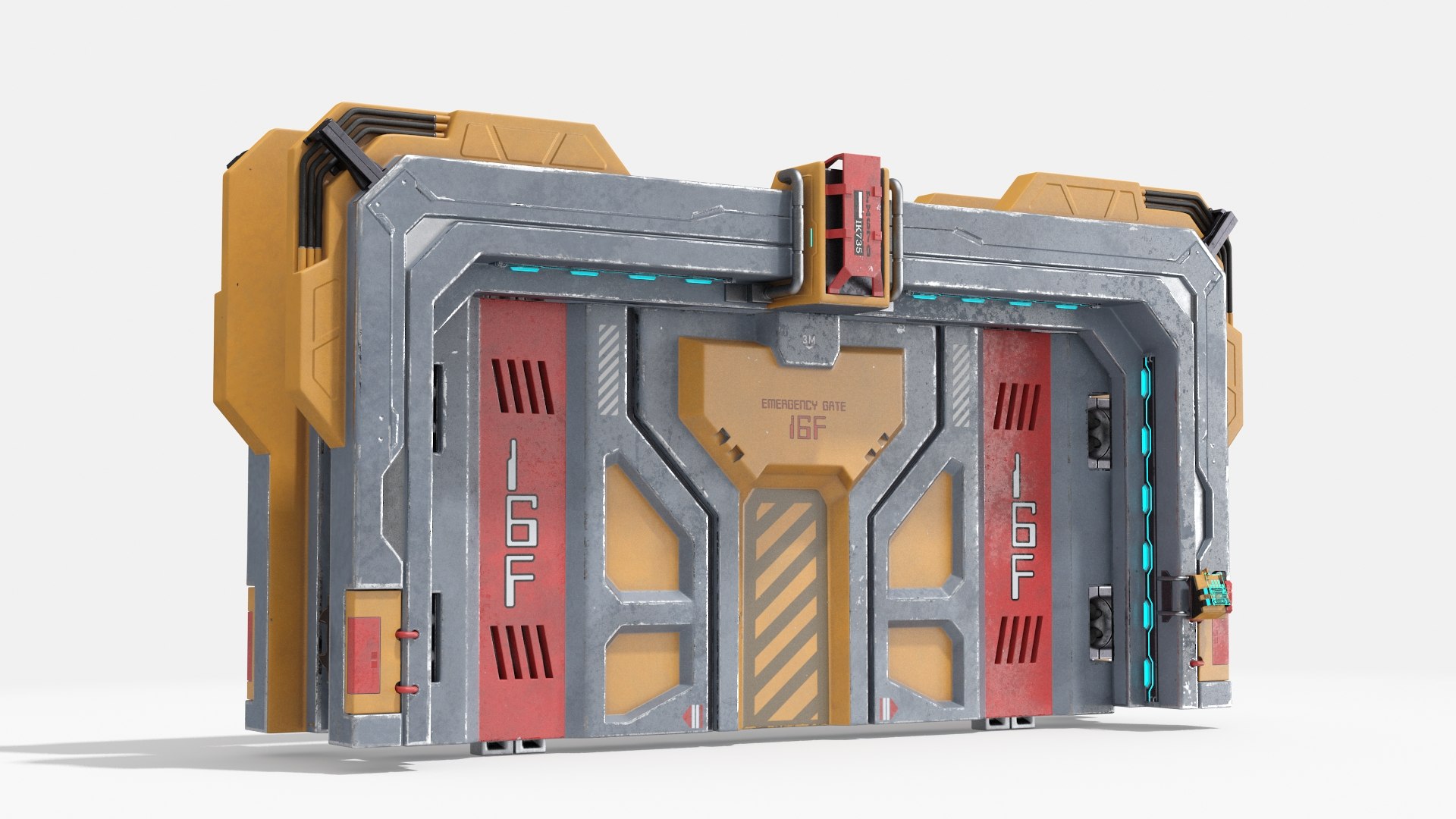 Sci Fi Reinforced Sliding Gate 3D model preview