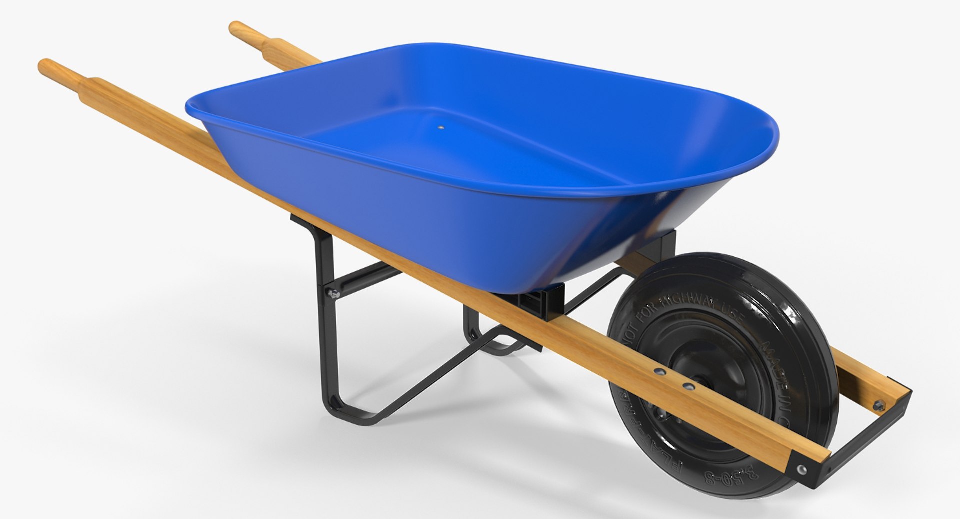 Heavy Gauge Wheelbarrow with Wooden Handles 3D model preview