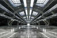 Epic Industrial Sci-Fi Hangar - Cinematic Environment - 007