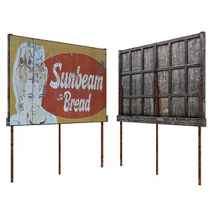 3D old billboard board model