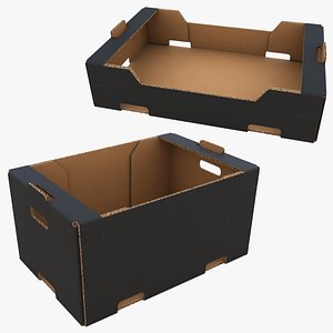 Fruit Cardboard Box Black Collection 3D model