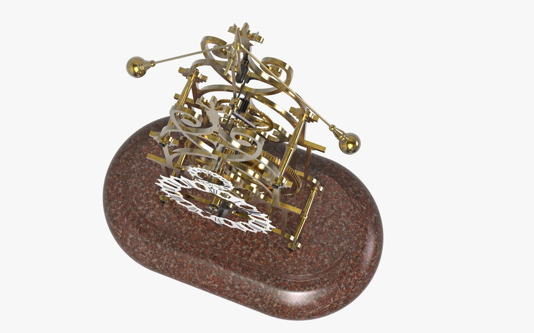 3D Model Victorian Mantel Skeleton Clock - TurboSquid 2229413