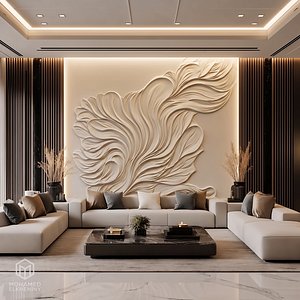 3D Modern Wavy Fluid Decor Bas Relief Mural STL CNC 77