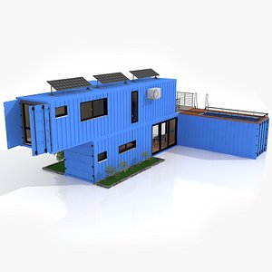 3D model house swimming pool shipping containers