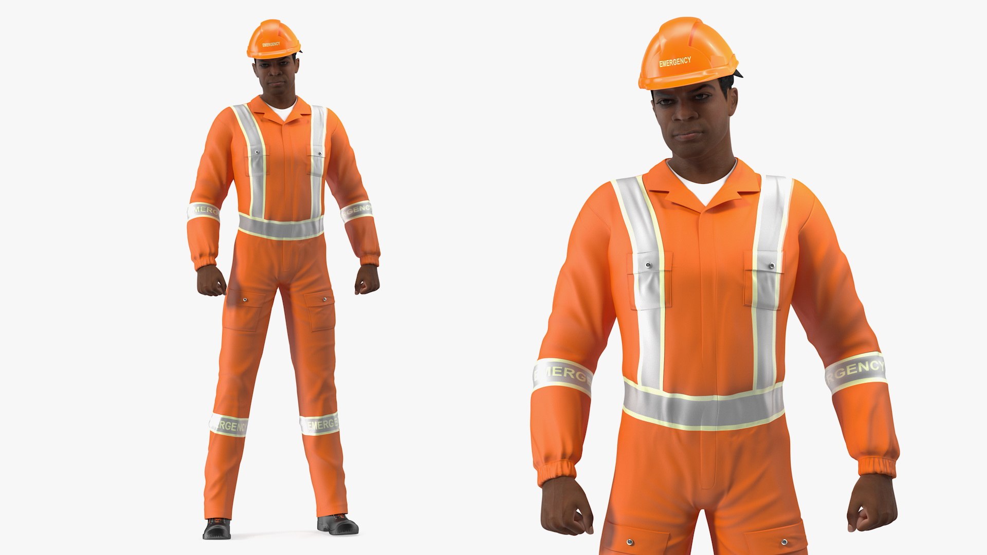 Light Skin Black Disaster Rescuer 3D model preview