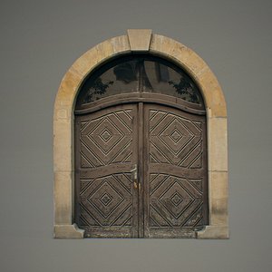 3ds old wooden door