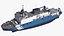 Icebreaking Research Ship with Flight Deck Blue White 3D model