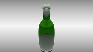 wine green glass bottle 3d 3ds