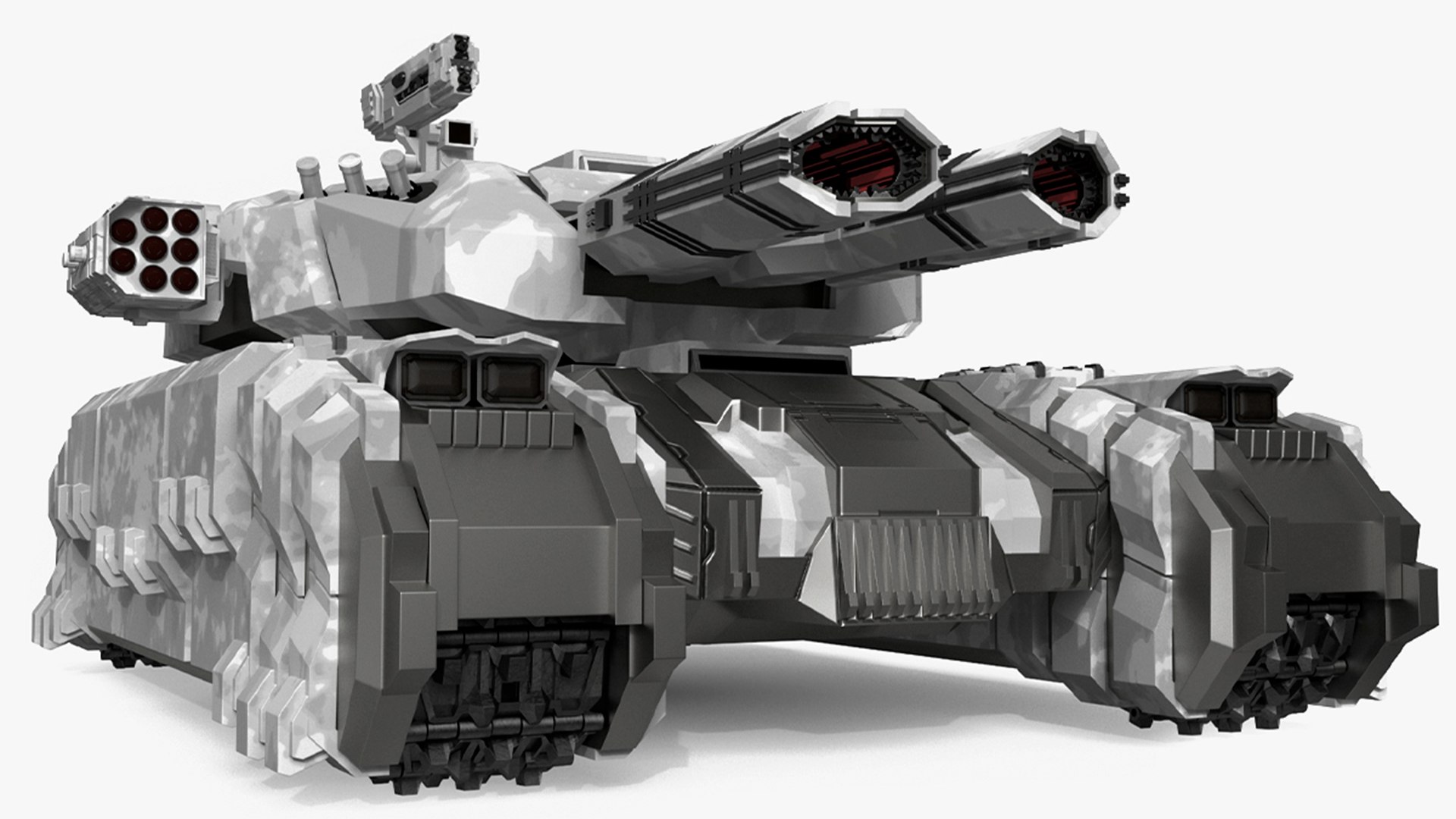 Futuristic Heavy Tank Winter Khaki 3D model preview